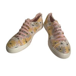 Rocketdog Women Yellow And White Floral Sneakers, Pink Laces. Size 11